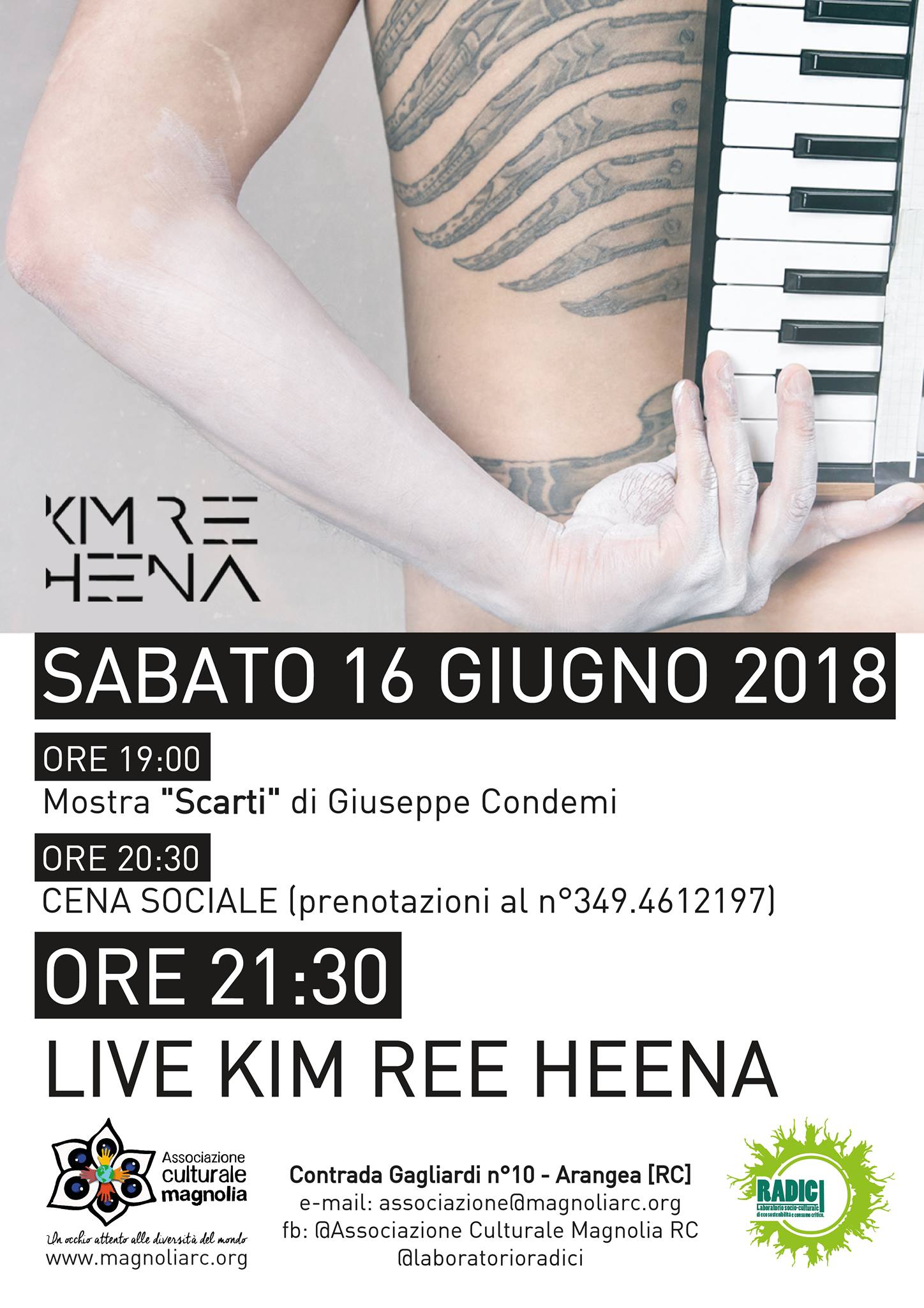 Live Kim Ree Heena + mostra Giuseppe Condemi
